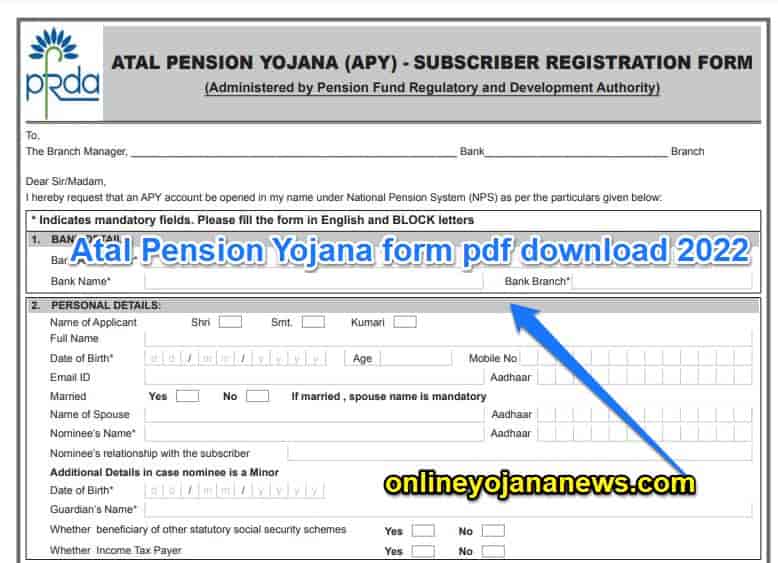 Atal Pension Yojana form pdf download